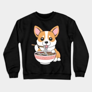 Cute Anime Corgi Dog Eating Ramen Noodles Crewneck Sweatshirt